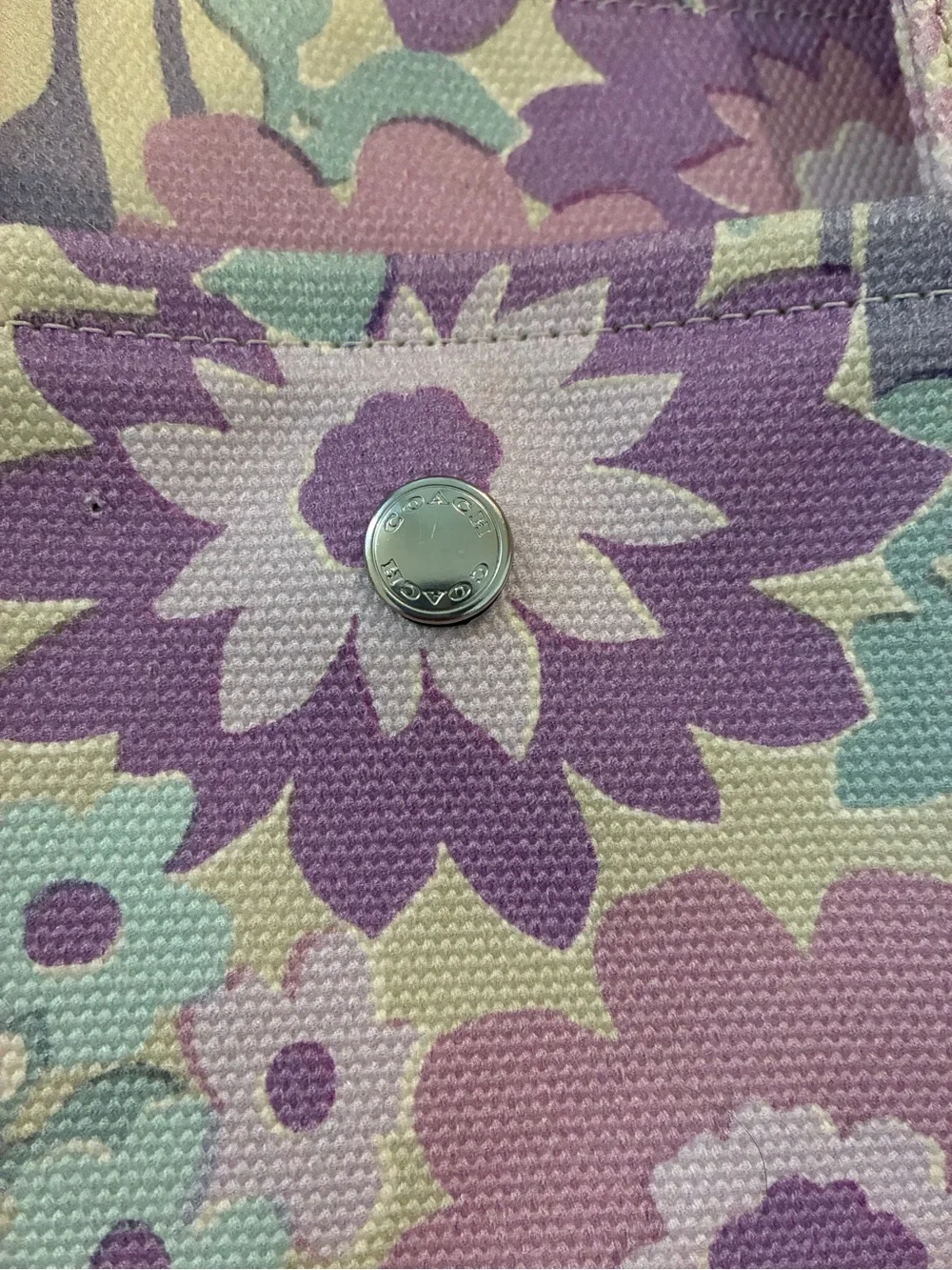 Coach Floral Canvas Tote in Lavender and Mint